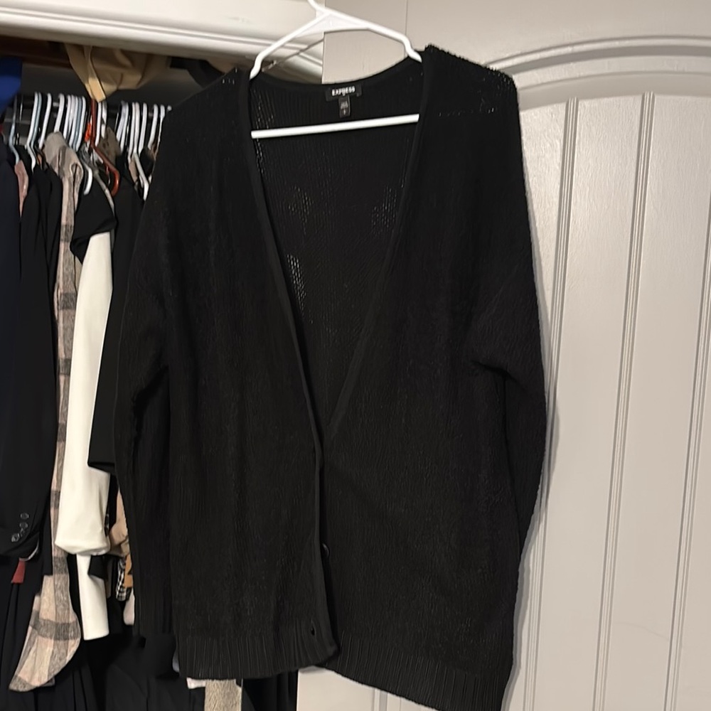 Express Black Cardigan Sweater Classic Knit